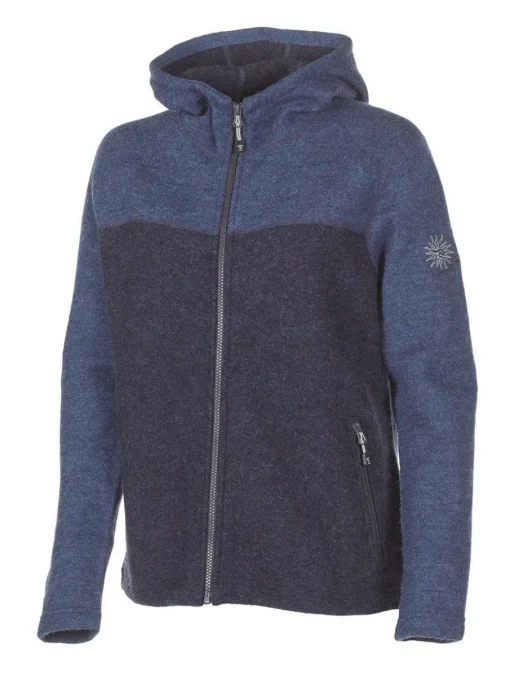 HILMA HOOD, 100% FILTAD ULL — DENIM