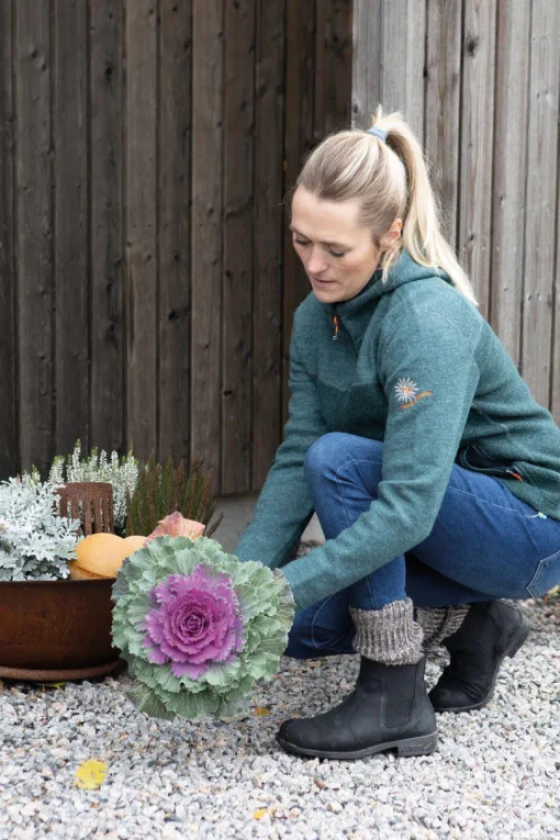HILMA HOOD, 100% FILTAD ULL — DENIM