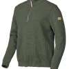 HUGO HALF ZIP, WINDBREAKER, 100% ULL — LODEN GREEN