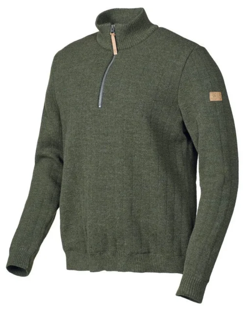 HUGO HALF ZIP, WINDBREAKER, 100% ULL — LODEN GREEN