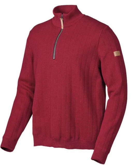 HUGO HALF ZIP, WINDBREAKER, 100% ULL — DEEP RED