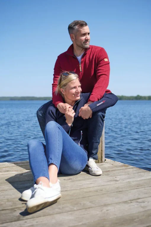 HUGO HALF ZIP, WINDBREAKER, 100% ULL — DEEP RED