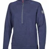 JANA HALF ZIP, 100% EXTRA FINE MERINOULL — STEELBLUE