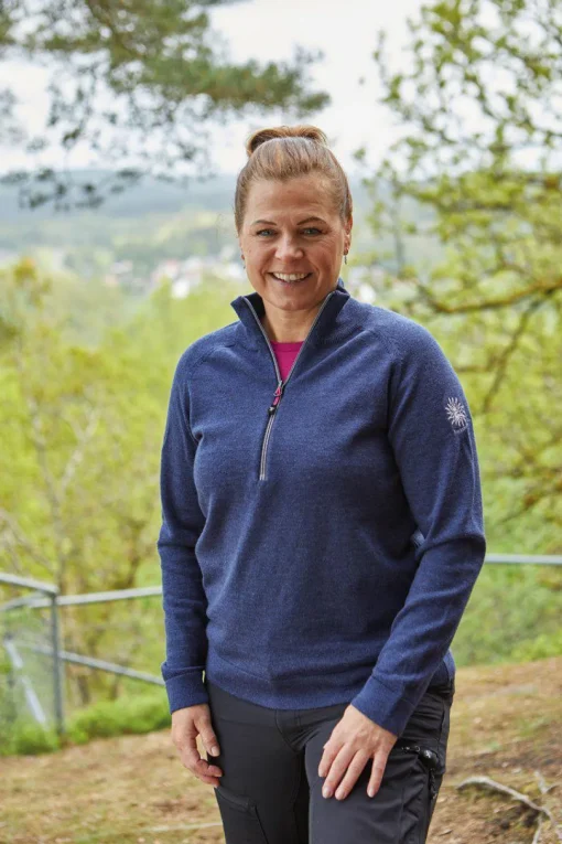 JANA HALF ZIP, 100% EXTRA FINE MERINOULL — GREY MARL