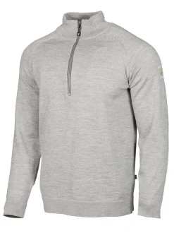 JOJJE HALF ZIP, 100% EXTRA FINE MERINOULL — GREY MARL