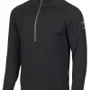 JOJJE HALF ZIP, 100% EXTRA FINE MERINOULL — BLACK