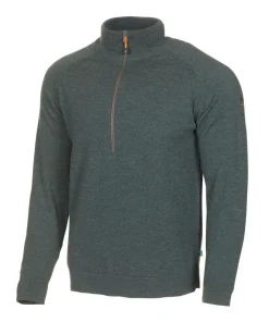 JOJJE HALF ZIP, 100% EXTRA FINE MERINOULL — RIFLE GREEN