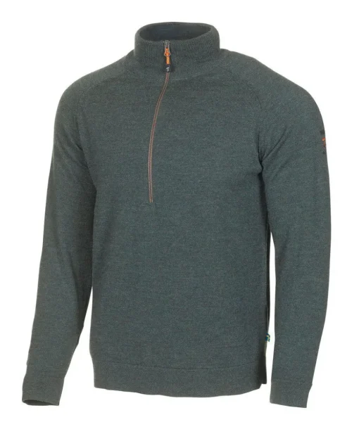 JOJJE HALF ZIP, 100% EXTRA FINE MERINOULL — RIFLE GREEN
