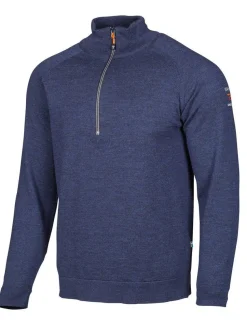 JOJJE HALF ZIP, 100% EXTRA FINE MERINOULL — STEELBLUE
