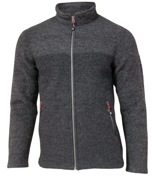 JON FULL ZIP, 100% FILTAD ULL — GREY