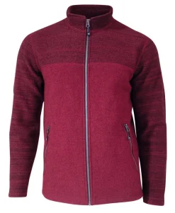 JON FULL ZIP, 100% FILTAD ULL — DEEP RED