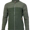 JON FULL ZIP, 100% FILTAD ULL — LODEN GREEN