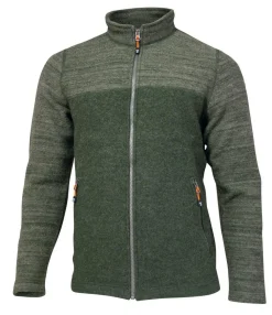 JON FULL ZIP, 100% FILTAD ULL — LODEN GREEN