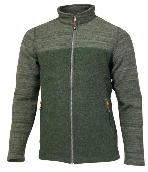 JON FULL ZIP, 100% FILTAD ULL — LODEN GREEN