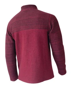 JON FULL ZIP, 100% FILTAD ULL — DEEP RED
