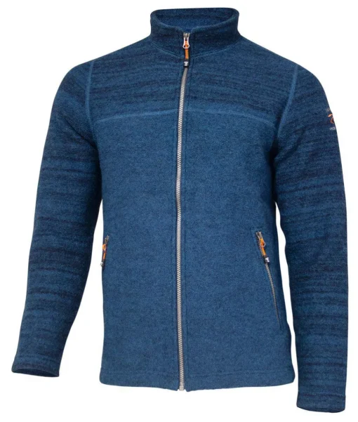 JON FULL ZIP, 100% FILTAD ULL — ELECTRIC BLUE
