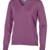 MERINO V-NECK FEMALE, 100% EXTRA FINE MERINOULL — PURPLE
