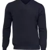 MERINO V-NECK MALE, 100% EXTRA FINE MERINOULL — BLACK