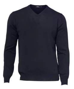 MERINO V-NECK MALE, 100% EXTRA FINE MERINOULL — BLACK