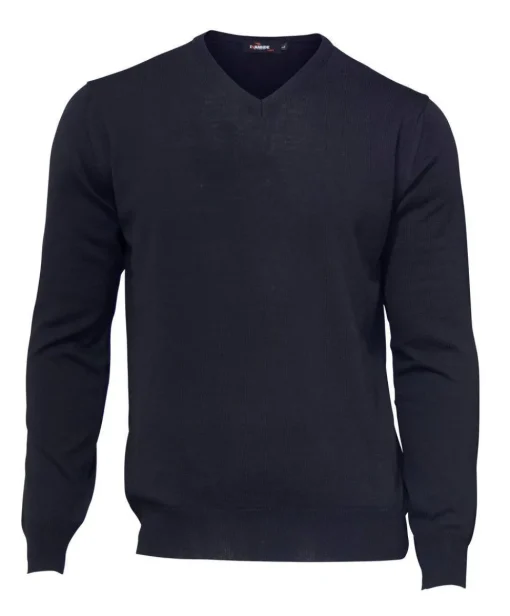 MERINO V-NECK MALE, 100% EXTRA FINE MERINOULL — BLACK