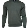 MERINO V-NECK MALE, 100% EXTRA FINE MERINOULL — RIFLE GREEN