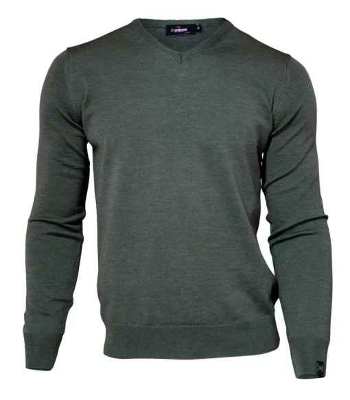 MERINO V-NECK MALE, 100% EXTRA FINE MERINOULL — RIFLE GREEN