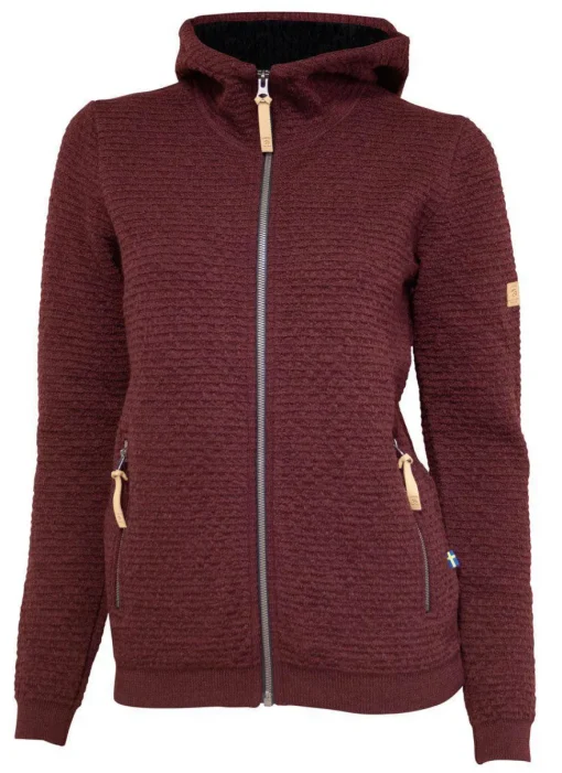 MOREL HOOD FEMALE, 60% FILTAD ULL, 40% LYOCELL — RUBY WINE