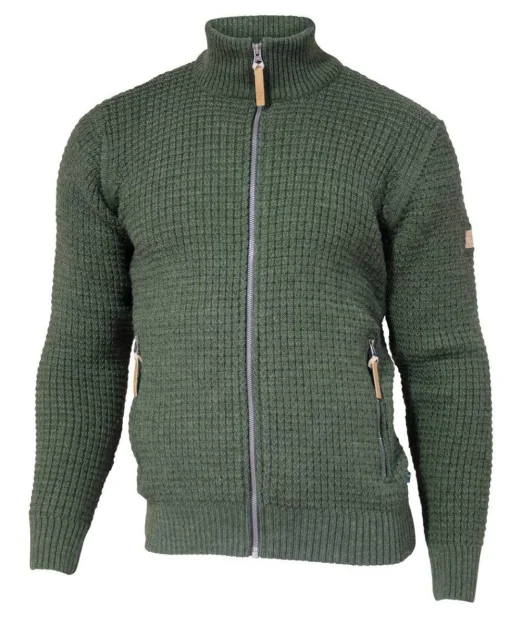 MORITZ FULL ZIP, 100% ULL — LODEN GREEN