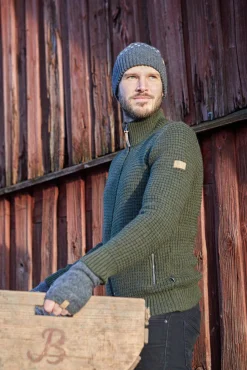 MORITZ FULL ZIP, 100% ULL — LODEN GREEN