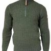MORITZ HALF ZIP, 100% ULL — LODEN GREEN