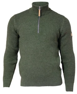 MORITZ HALF ZIP, 100% ULL — LODEN GREEN