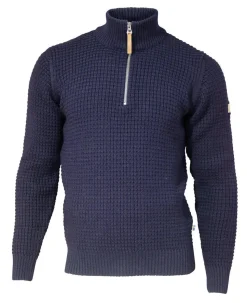 MORITZ HALF ZIP, 100% ULL — NAVY