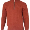 MORITZ HALF ZIP, 100% ULL — RED CLAY