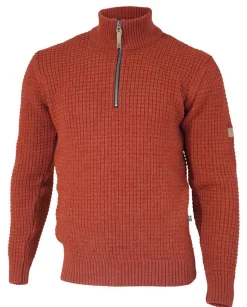 MORITZ HALF ZIP, 100% ULL — RED CLAY