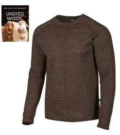 NLS BEECH CREWNECK, 100% OFÄRGAD ULL — COFFEE BEAN