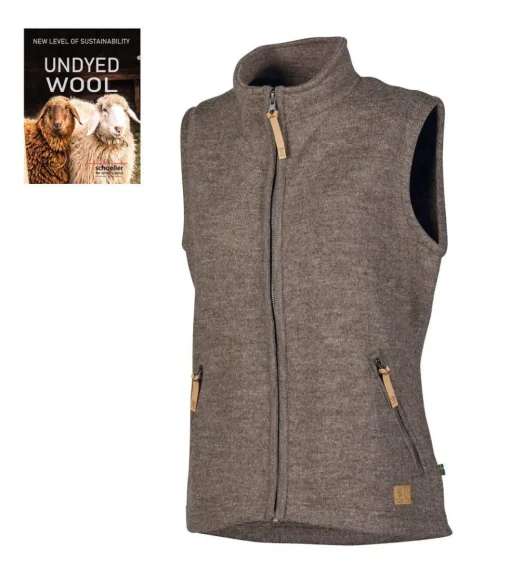 NLS COCO VEST, 100% OFÄRGAD ULL — NUTMEG