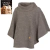 NLS HUMLA PONCHO, 100% OFÄRGAD ULL — NUTMEG