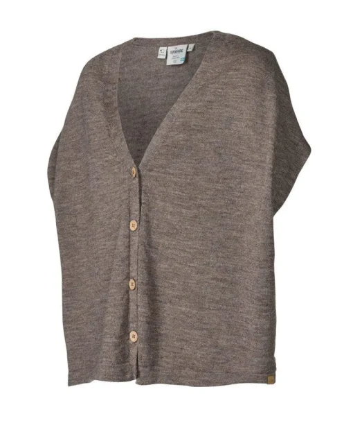 NLS POPPY PONCHO, 100% OFÄRGAD ULL — NUTMEG