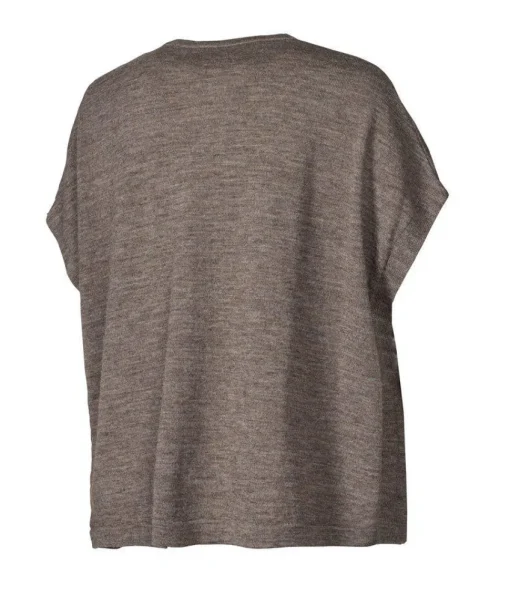 NLS POPPY PONCHO, 100% OFÄRGAD ULL — NUTMEG