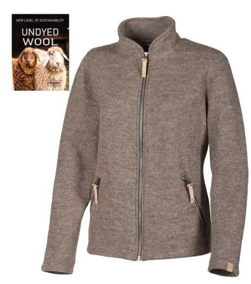 NLS TWIG FULL ZIP, 100% OFÄRGAD ULL — NUTMEG