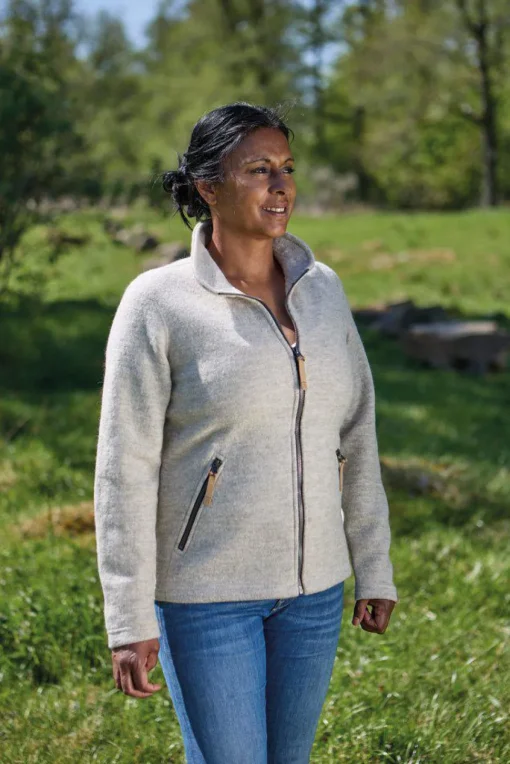 NLS TWIG FULL ZIP, 100% OFÄRGAD ULL — BIRCH