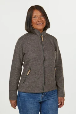 NLS TWIG FULL ZIP, 100% OFÄRGAD ULL — COFFEE BEAN