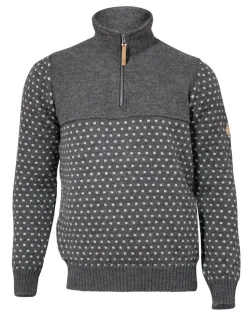 SVERRE HALF ZIP, 100% ULL — GREY