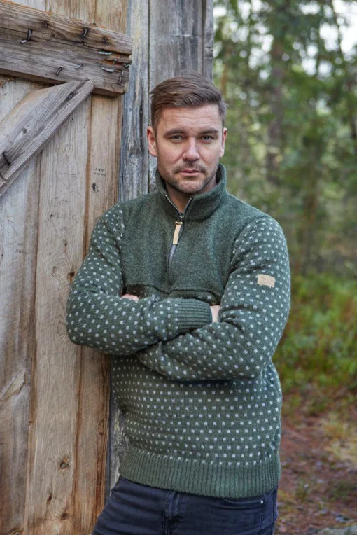 SVERRE HALF ZIP, 100% ULL — GREY