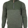 SVERRE HALF ZIP, 100% ULL — LODEN GREEN