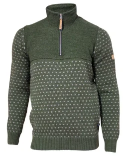 SVERRE HALF ZIP, 100% ULL — LODEN GREEN