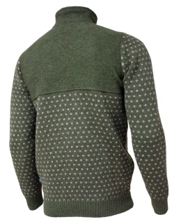 SVERRE HALF ZIP, 100% ULL — LODEN GREEN