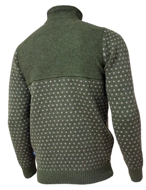 SVERRE HALF ZIP, 100% ULL — LODEN GREEN