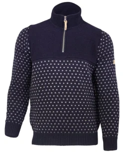 SVERRE HALF ZIP, 100% ULL — NAVY
