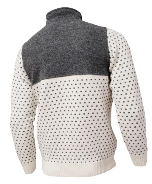 SVERRE HALF ZIP, 100% ULL — OFF WHITE